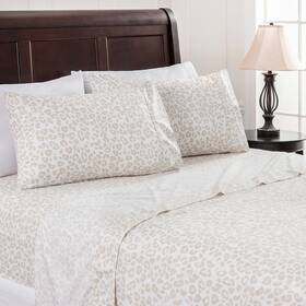 Chanasya 840195709223 Premium Leopard Print Animal Patterned Queen Bed Sheet Set 4-piece - 1 Flat