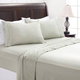 91983921 Chanasya Clipped Tufted Textured Boho Microfiber Sheet Set - 4-piece Sage