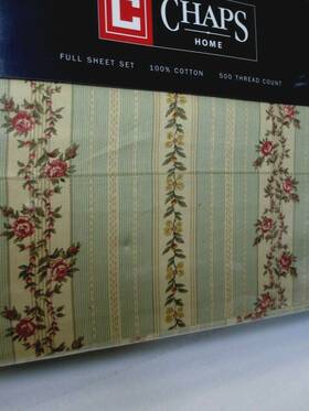 Chaps 400887550573 500tc Welbourne English Country House Floral Striped Sheet Set - Full
