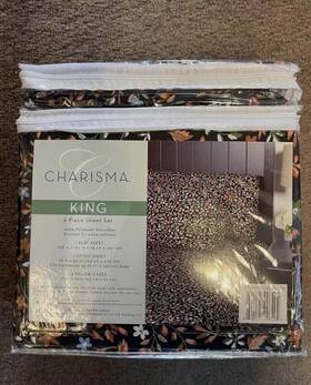 128258 Charisma King 6 Piece Sheet Set 100% Polyester Microfiber Floral Brushed Soft