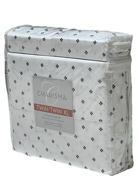 1431285 Charisma Cma Size Twin/ Twin Xl Sheet Set - 4 Piece Black Dots