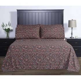 1562701 Charisma 6 Piece Bed Sheet Set - Terracotta Floral Print Queen -brand New