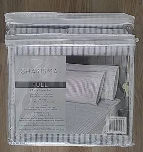 B2-cl Charisma 840125905923 Full 4pc Microfiber Sheet Set Remsen Grey Stripe Sealed