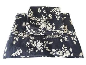 Charisma 840125906425 Queen 1 Flat Sheet 4 Pillowcases Navy Gray And White Floral No Fitted