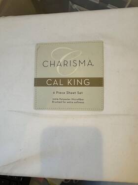Charisma 840125908443 Brushed Microfiber Polyester Six Piece Cal-king Sheet Set In White