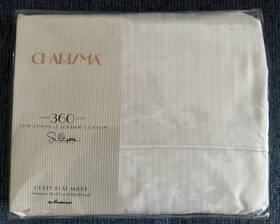 Charisma By Fieldcrest 043306254241 Queen Flat Sheet Nwt Supima Cotton Thread 360 White Stripe