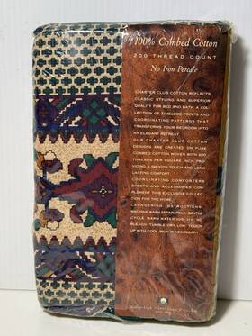 Charter Club 046249708888 Vtg Nos 90s Izmir Mosaic 2 Standard Pillowcase No Iron Percale