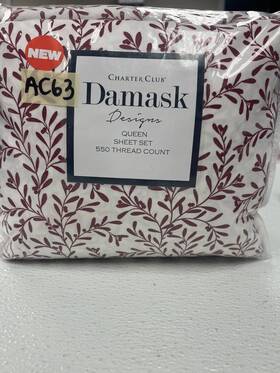 100174321qn Charter Club Ch Rter Damask Queen Size Sheet Set 100% Cotton White Red 550 Thread Count 100174321qn Charter Club Ch Rter Damask Queen Size Sheet Set 100% Cotton White Red 550 Thread Count