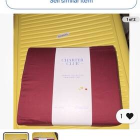 Charter Club 194136320184 Damask Collection Twin Sheet Set Red 100% Cotton 550 Thread Count