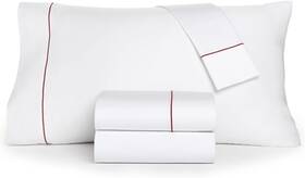 Charter Club 194136328463 Damask 550tc Cal King Sheet Set 100% Cotton 4-pc Red Currant Hem