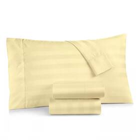 Charter Club 194136932882 Brand New Yellow Damask Stripe 550 Tc 100% Cotton Queen Sheet Set