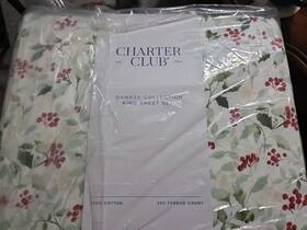 Charter Club 194137900248 Damask 550 Tc 100% Cotton King Sheet Set New Holly Sprigs 18 Inch Deep