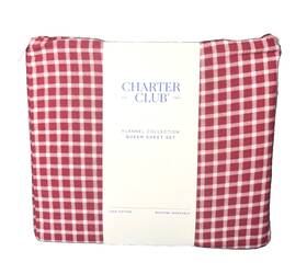 Charter Club 194145541037 100% Cotton Flannel 4 Piece Sheet Set Picnic Plaid Queen 140