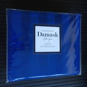 Charter Club 636189787830 New 550 Thread Count Cotton Queen Sheet Set In Cobalt Blue Stripe Charter Club 636189787830 New 550 Thread Count Cotton Queen Sheet Set In Cobalt Blue Stripe