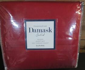 Charter Club 706258049197 Damask Solid 550 Thread Count 4-pc. Sheet Set -queen - Red