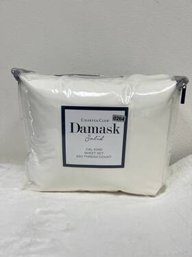 Charter Club 706258089742 Damask Solid 550 Thread Count Cal-king Sheet Set Off-white