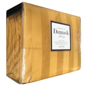 Charter Club 732996449531 Saffron Stripe Damask 550 Tc Cotton Cal King Extra Deep Sheet Set