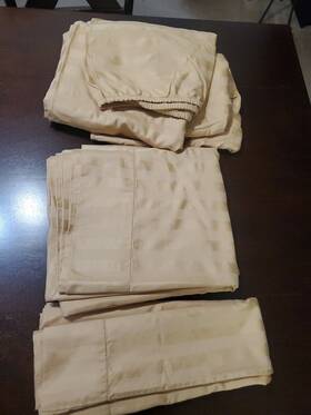 Charter Club 732996449616 Queen Stripe Sheet Set Gold Saffron 100% Cotton Yellow Holiday Read