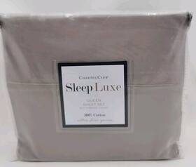 Charter Club 732998144199 New Sleep Luxe 800tc Cotton 4 Piece Queen Sheet Set. Grey