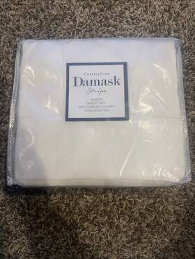 Charter Club 732998216193 Damask Stripe 550 Thread Count Queen Sheet Set Natural