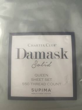 Charter Club 732998284253 Nip 170 Moss Damask Solid 550 Thread Count Queen Supima Sheetset