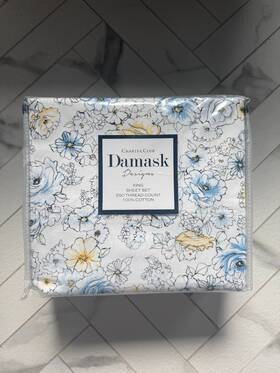 Charter Club 733001335047 New In Package Floral Damask 100% Cotton 550 Tc King Size Sheet Set