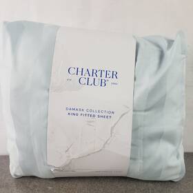 Charter Club 766390799916 King Fitted Sheet Stripe Cotton 550-thread Count Vapor Light Blue