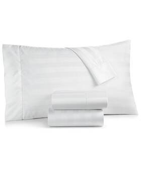 Charter Club Damask 706258050568 Stripe 550 Thread Count Supima Cotton 4 Piece Full Sheet Set White Charter Club Damask 706258050568 Stripe 550 Thread Count Supima Cotton 4 Piece Full Sheet Set White