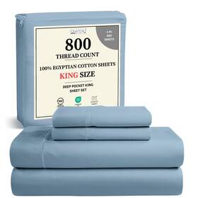 800t4pcsoeckssc Chateau Home Collection 100% Egyptian Cotton Sheets For King Size Bed 800 Thread Count Deep Pocket K