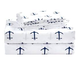 Chezmoi Collection 840079143693 4-piece Kids/teens Nautical Sheet Set - Soft Microfiber Wh Chezmoi Collection 840079143693 4-piece Kids/teens Nautical Sheet Set - Soft Microfiber Wh