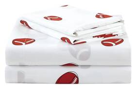 Chezmoi Collection 840079152725 4-piece /teens Sports Sheet Set - Soft Microfiber White Brown Football Queen