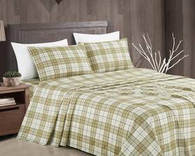 Chezmoi Collection 840079164001 4-piece Lodge Plaid Sheet Set California King Size - Tan Beige Blue Str