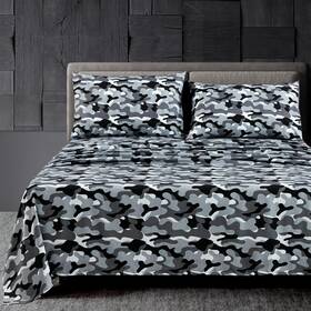 Chezmoi Collection 840079170569 Military Camo 4-piece Sheet Set - Queen Black