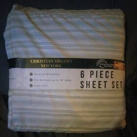 Ss4806gyqn-4706 Christian Siriano King Size Microfiber 6 Piece Sheet Set. Grey And White. By Chris