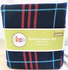 Circo 4 Pc Queen Flannel Sheet Set Dark Blue Plaid With Red 490600215728