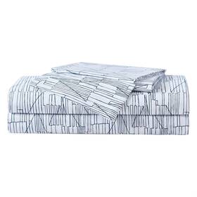 City Scene 883893776579 Twin Sheets Cotton Percale Bedding Crisp And Cooling Home Decor Tally Navy