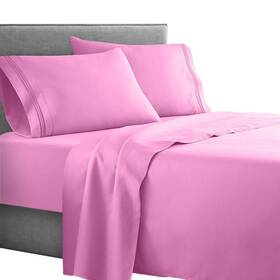 Clara Clark 639737534122 Supreme 1500 Collection 4pc Bed Sheet Set - Queen Size Strawberry Pink