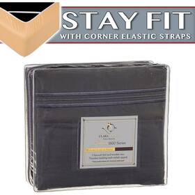Cc-18-elstc-k-gry-fba Clara Clark 1800 Series Bed Sheet Sets - Stay Fit On Mattress With Elastic Straps At Corn