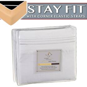 Cc-18-elstc-k-wht-fba Clara Clark 1800 Series Bed Sheet Sets - Stay Fit On Mattress With Elastic Straps At Corn