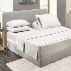 Cc-6pc-sheets-ftk-wht Clara Clark Flex Top King Sheets 6 Piece Set - Hotel Luxury For Spli