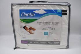 Claritin 846756059295 Ultimate Sheet Set Soft Cotton Sateen Queen Size - White 4 Piece