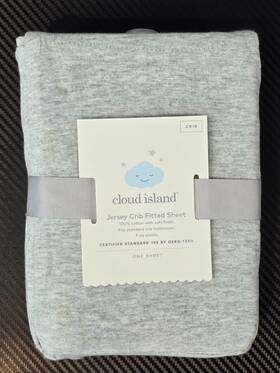 030-02-9528 Cloud Island Fitted Jersey Crib Sheet Knit 28 X 52 Inch Heather Gray Fits 6 Deep