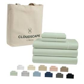 Cloud Scape Linen 850059412350 100% Egyptian Cotton Sheet Set For Adjustable Bed 5 Pcs Split King Mineral