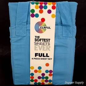 Clrful 196927211190 Crlrful Full Sheet Set Blue 4 Piece Kids Soft Microfiber New