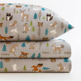 Cod20-1580 Codi Flannel Sheets Twin Size- 3 Pieces Ultra Soft Multi Forest Animals