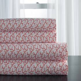Collections Etc 655385158350 Coastal Print Sheet Set Burnt Coral Full Collections Etc 655385158350 Coastal Print Sheet Set Burnt Coral Full