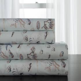 Collections Etc 655385158374 Coastal Print Sheet Set Ocenaside Sea Full