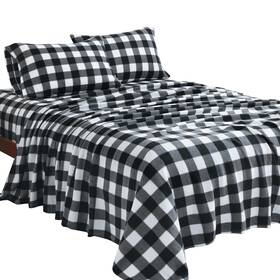Coho240578 Collections Etc Soft And Cozy Buffalo Plaid Fleece 4-piece Sheet Set