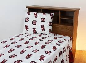 College Covers 842141028969 Everything Comfy South Carolina Gamecocks Twin Sized 3 Piece Sheet Set White