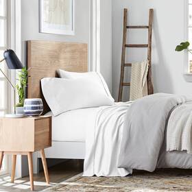 81961597 Color Sense King 1200 Thread Count Cotton Rich Sateen Sheet Set White -